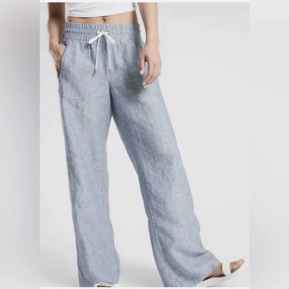 Athleta Cabo Linen Wide Leg Pants | women’s Size 2 - Picture 1 of 6